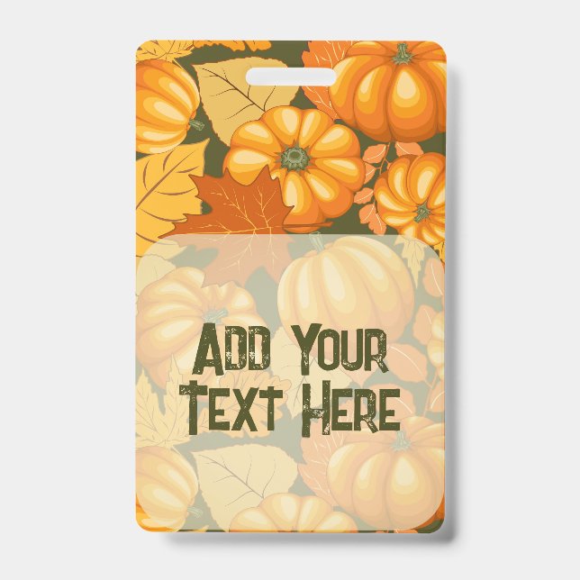 Fall Season Halloween Pumpkins Pattern Badge (Front)