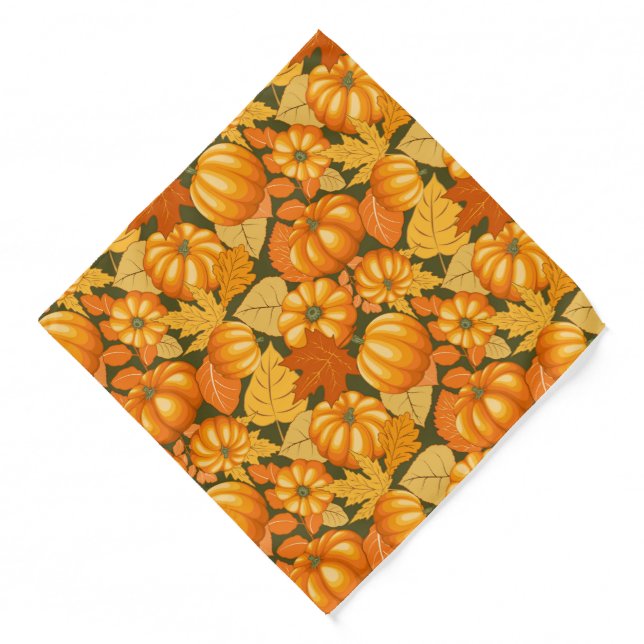 Fall Season Halloween Pumpkins Pattern Bandana (Front)