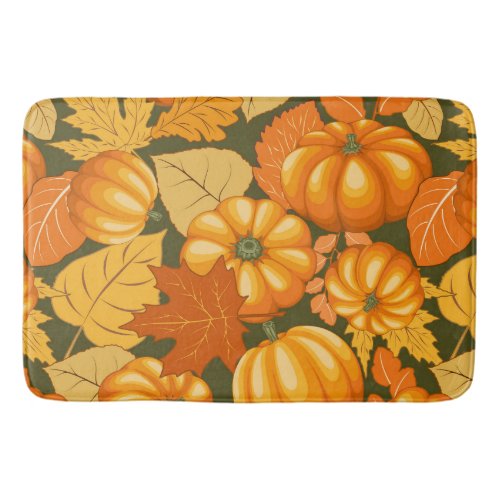 Fall Season Halloween Pumpkins Pattern Bath Mat