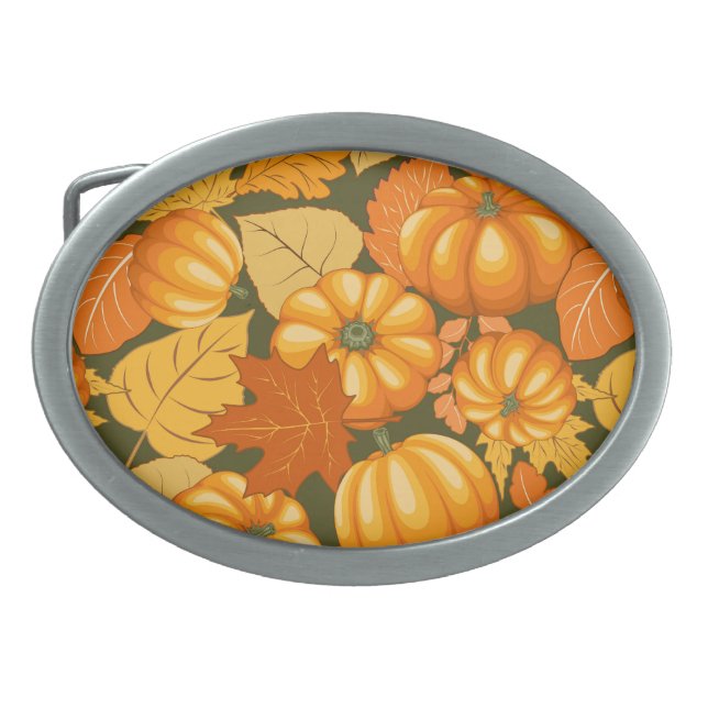 Fall Season Halloween Pumpkins Pattern Belt Buckle (Front)