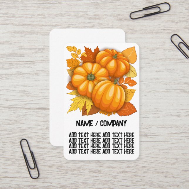 Fall Season Halloween Pumpkins Pattern Business Card (Front/Back In Situ)