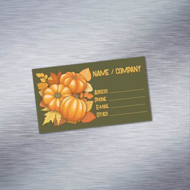Fall Season Halloween Pumpkins Pattern Business Card Magnet (In Situ)