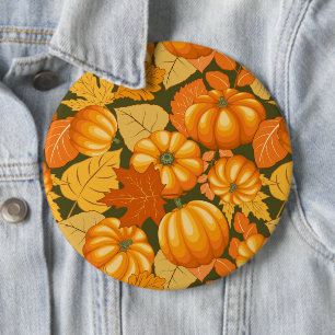 Fall Season Halloween Pumpkins Pattern Button