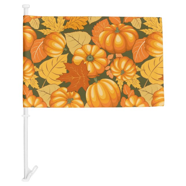 Fall Season Halloween Pumpkins Pattern Car Flag (Front)