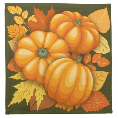 Fall Season Halloween Pumpkins Pattern Cloth Napkin