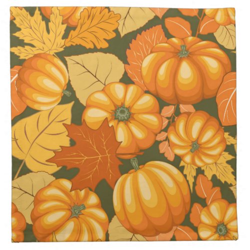 Fall Season Halloween Pumpkins Pattern Cloth Napkin