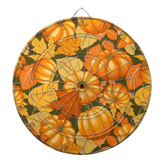 Fall Season Halloween Pumpkins Pattern Dart Board (Front)