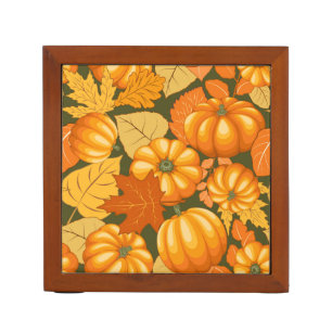 Fall Season Halloween Pumpkins Pattern Desk Organizer