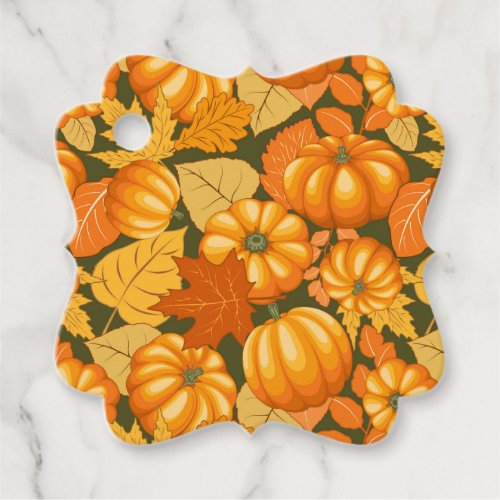 Fall Season Halloween Pumpkins Pattern Favor Tags