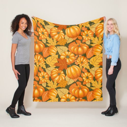 Fall Season Halloween Pumpkins Pattern Fleece Blanket