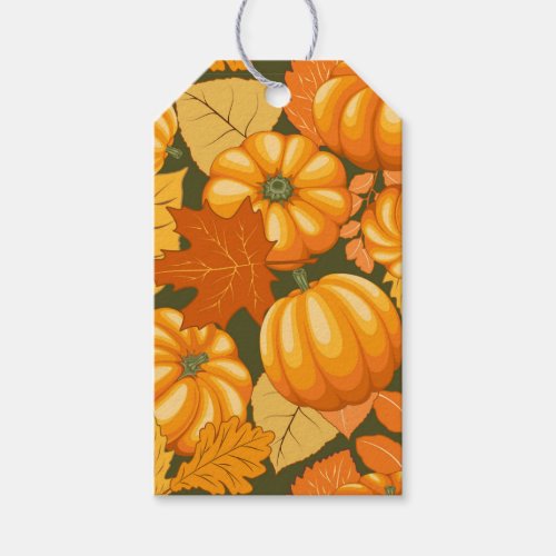 Fall Season Halloween Pumpkins Pattern Gift Tags