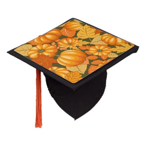 Fall Season Halloween Pumpkins Pattern Graduation Cap Topper