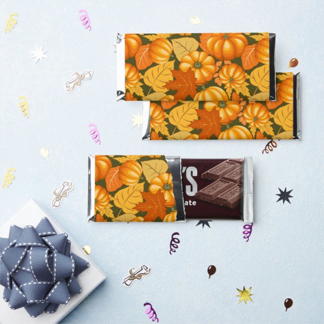 Fall Season Halloween Pumpkins Pattern Hershey Bar Favors (Front)