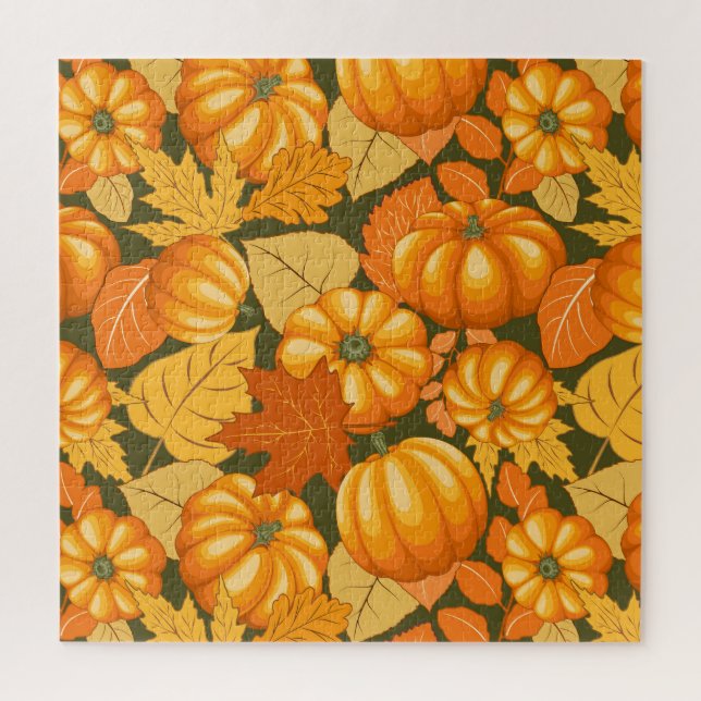 Fall Season Halloween Pumpkins Pattern Jigsaw Puzzle (Vertical)