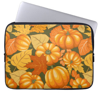 Fall Season Halloween Pumpkins Pattern Laptop Sleeve