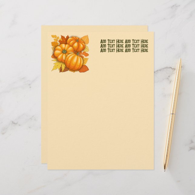 Fall Season Halloween Pumpkins Pattern Letterhead (Front/Back In Situ)
