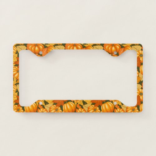 Fall Season Halloween Pumpkins Pattern License Plate Frame