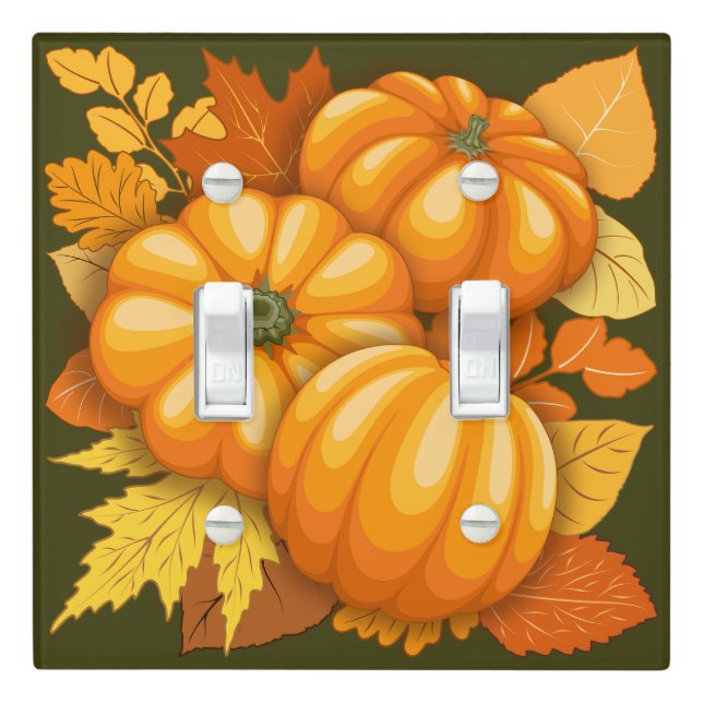 Fall Season Halloween Pumpkins Pattern Light Switch Cover (In Situ)