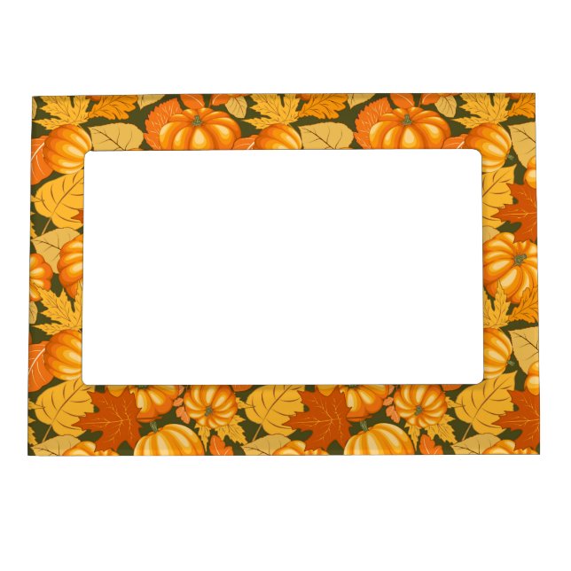 Fall Season Halloween Pumpkins Pattern Magnetic Frame (Front)