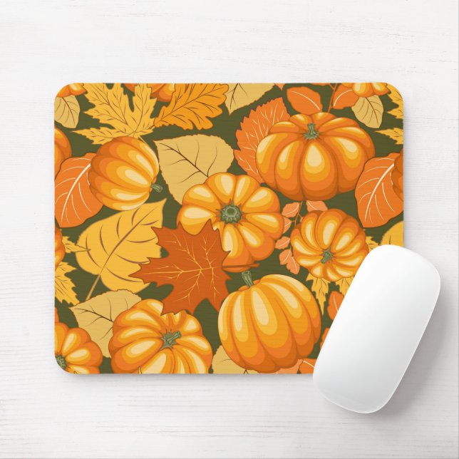 Fall Season Halloween Pumpkins Pattern Mouse Pad (With Mouse)