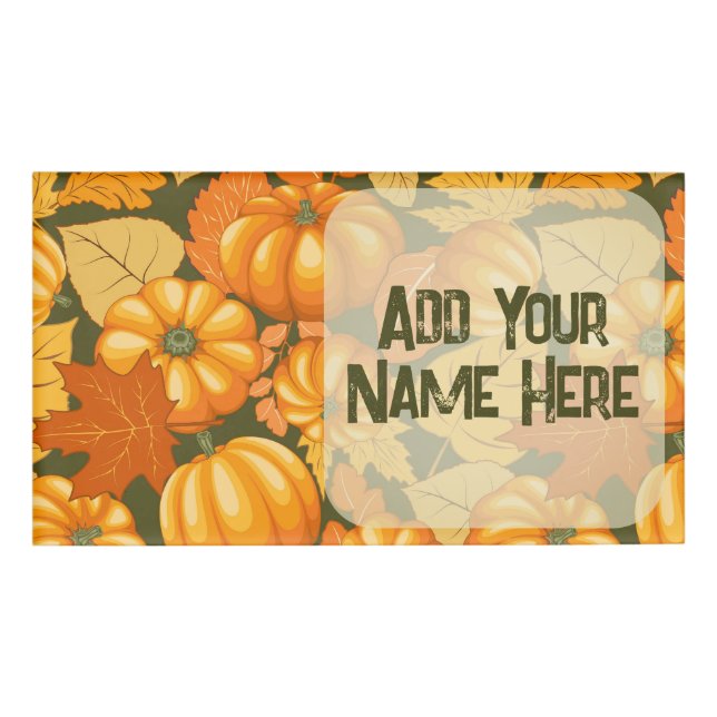 Fall Season Halloween Pumpkins Pattern Name Tag (Front)