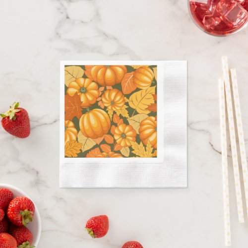 Fall Season Halloween Pumpkins Pattern Napkins