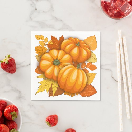 Fall Season Halloween Pumpkins Pattern Napkins