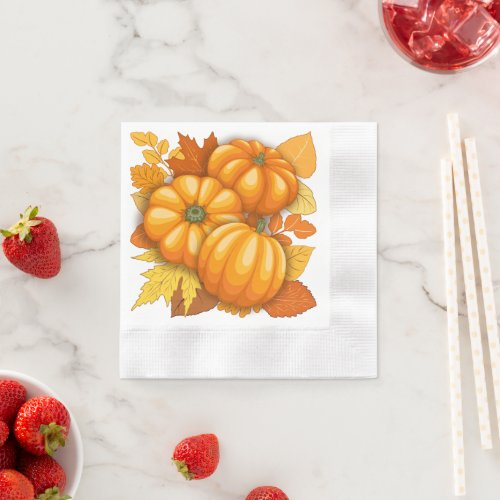 Fall Season Halloween Pumpkins Pattern Napkins