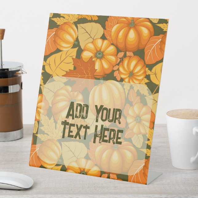 Fall Season Halloween Pumpkins Pattern Pedestal Sign (In SItu)