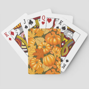 Fall Season Halloween Pumpkins Pattern Poker Cards