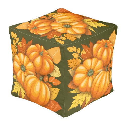 Fall Season Halloween Pumpkins Pattern Pouf