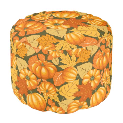 Fall Season Halloween Pumpkins Pattern Pouf