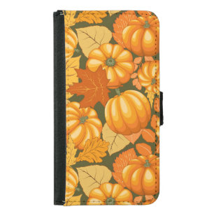Fall Season Halloween Pumpkins Pattern Samsung Galaxy S5 Wallet Case