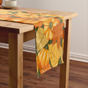 Fall Season Halloween Pumpkins Pattern Short Table Runner