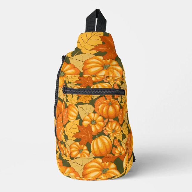 Fall Season Halloween Pumpkins Pattern Sling Bag (Front)