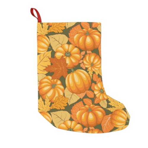 Fall Season Halloween Pumpkins Pattern Small Christmas Stocking