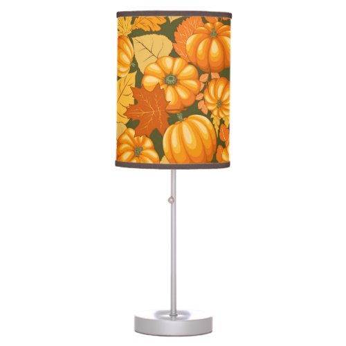 Fall Season Halloween Pumpkins Pattern Table Lamp