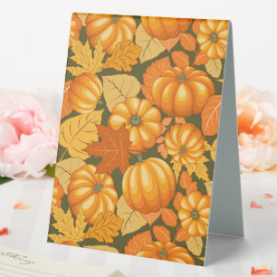 Fall Season Halloween Pumpkins Pattern Table Tent
