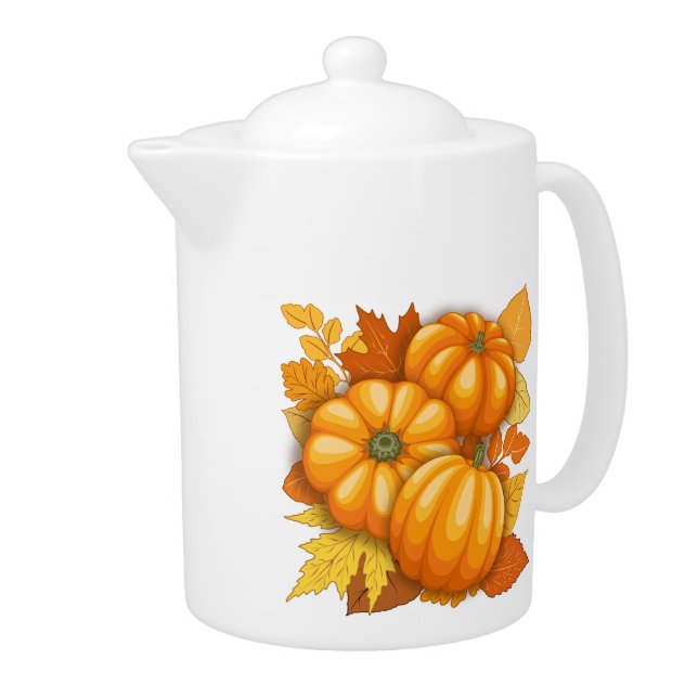 Fall Season Halloween Pumpkins Pattern Teapot (Right)
