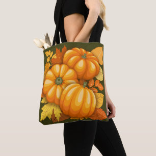 Fall Season Halloween Pumpkins Pattern Tote Bag