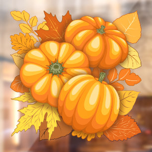 Fall Season Halloween Pumpkins Pattern Window Cling