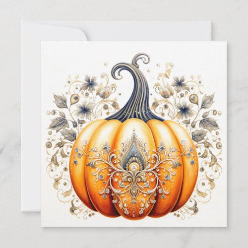 Fall Season Harvest Halloween Pumpkin Card