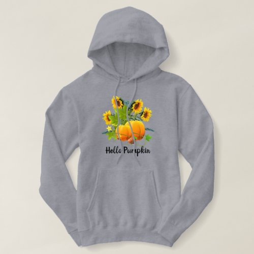 Fall Season Hello Pumpkin  Fashion Gray Hoodie