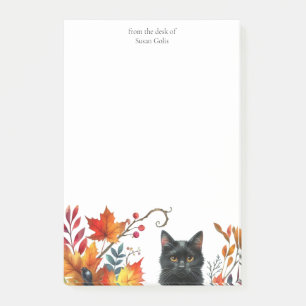 Fall Season Leaves Black Cat Personalized Post-it Notes