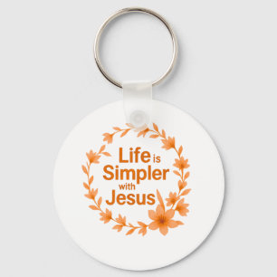 Fall Season Life Is Simpler With Jesus Keychain
