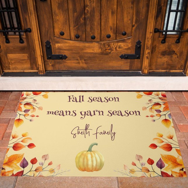 Fall season means yarn season autumn foliage  doormat (Cozy fall home decor for yarn lovers)