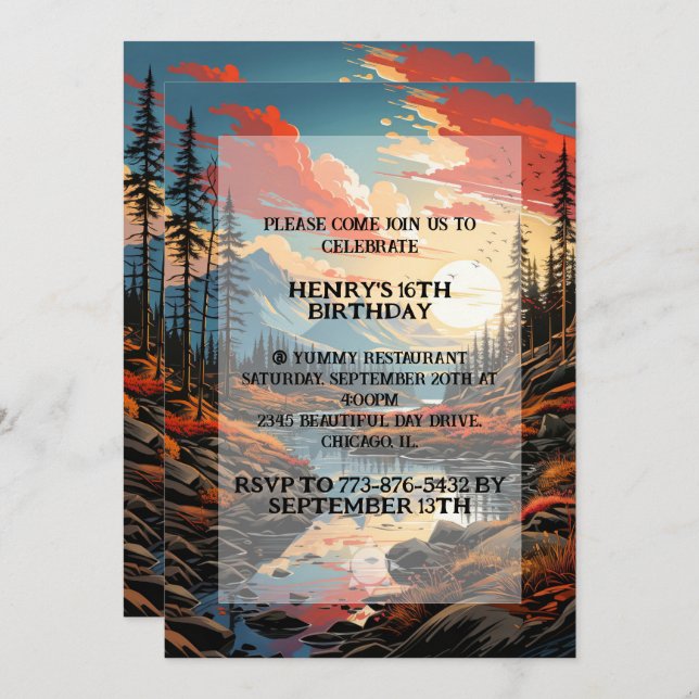 Fall Season Outdoors Birthday Party Invitation (Front/Back)
