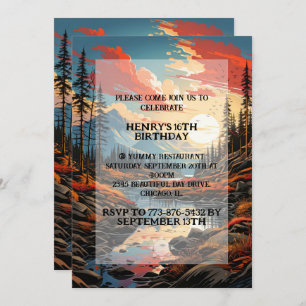 Fall Season Outdoors Birthday Party Invitation