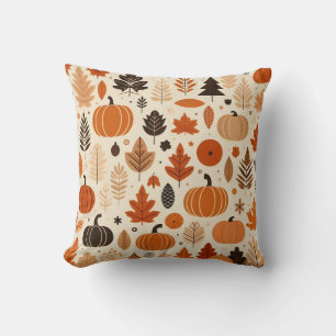 Fall Season Pattern Autumn Design Throw Pillow