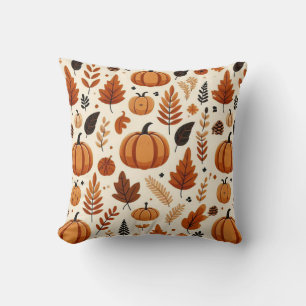 Fall Season Pattern Autumn Design Throw Pillow